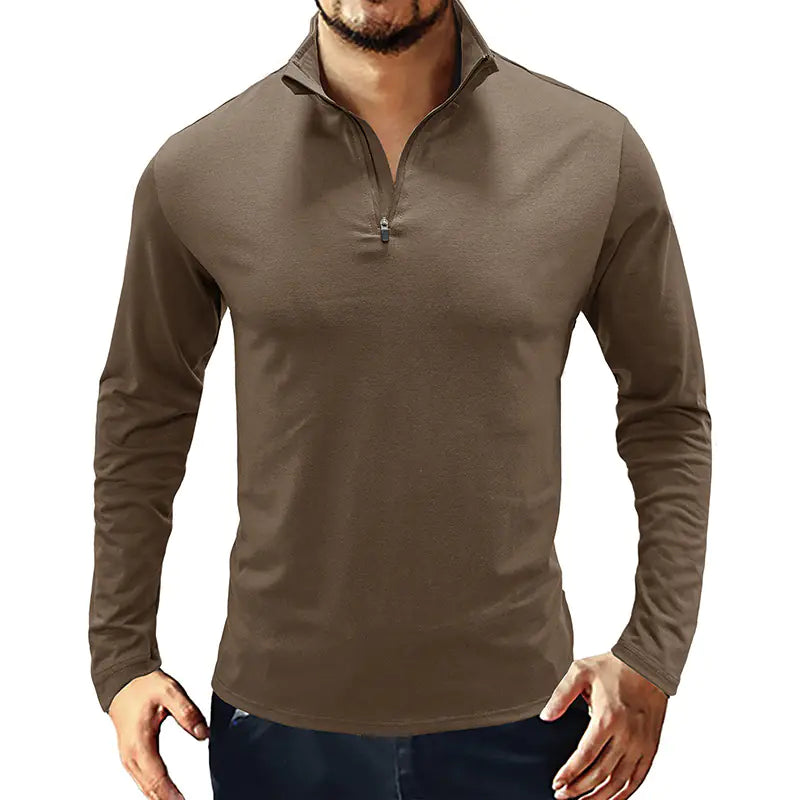 Men's Long-Sleeved Polo Shirt for Business Casual Wear
