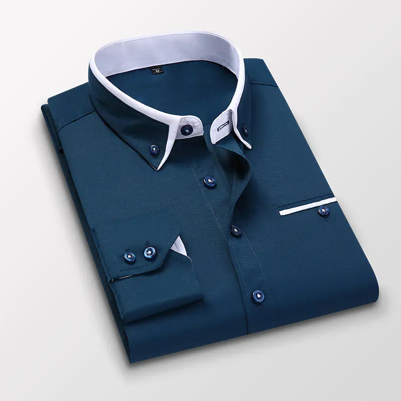 Men's Slim Fit Business Casual Long Sleeve Shirt