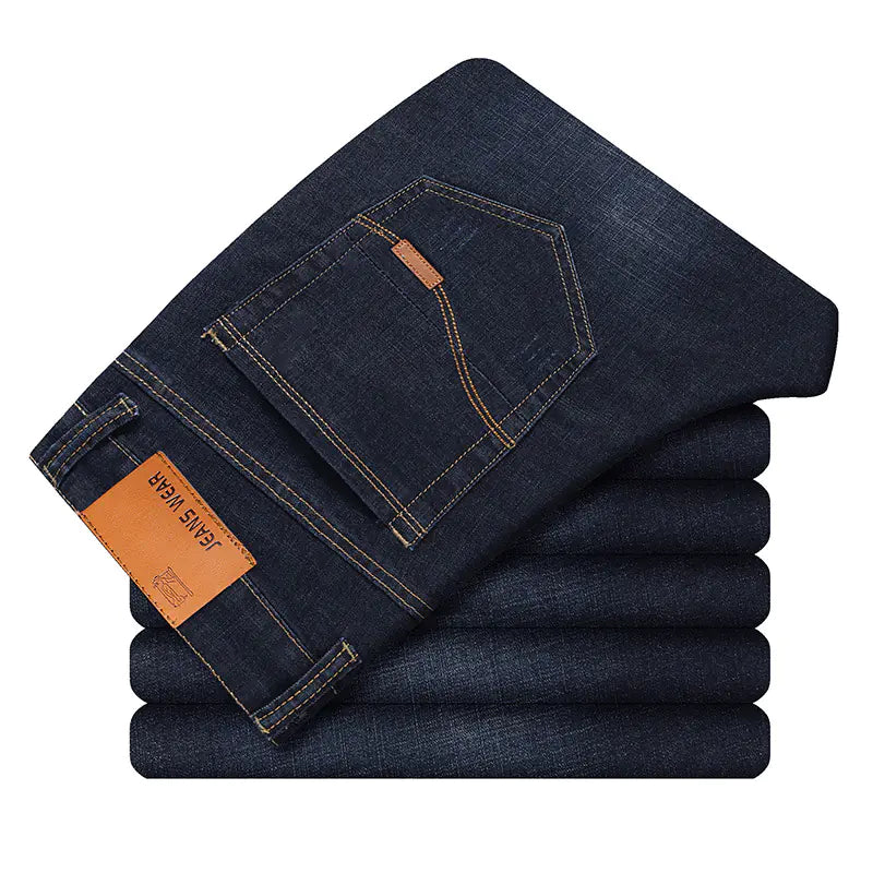 Men's Stretch Slim Straight Mid-Waist Casual Jeans