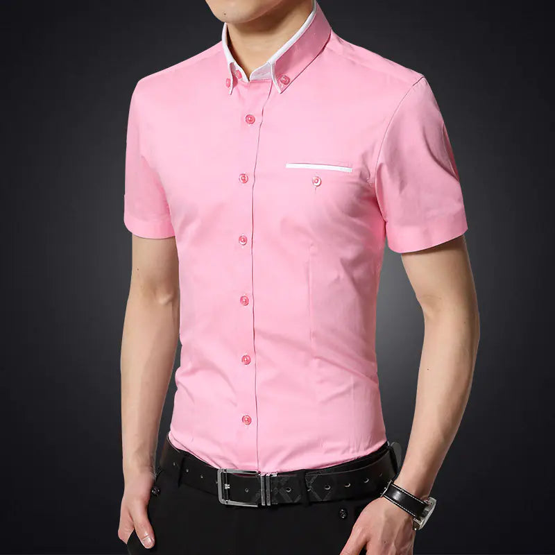 Men's Short-Sleeved Slim-Fit Casual Business Shirt