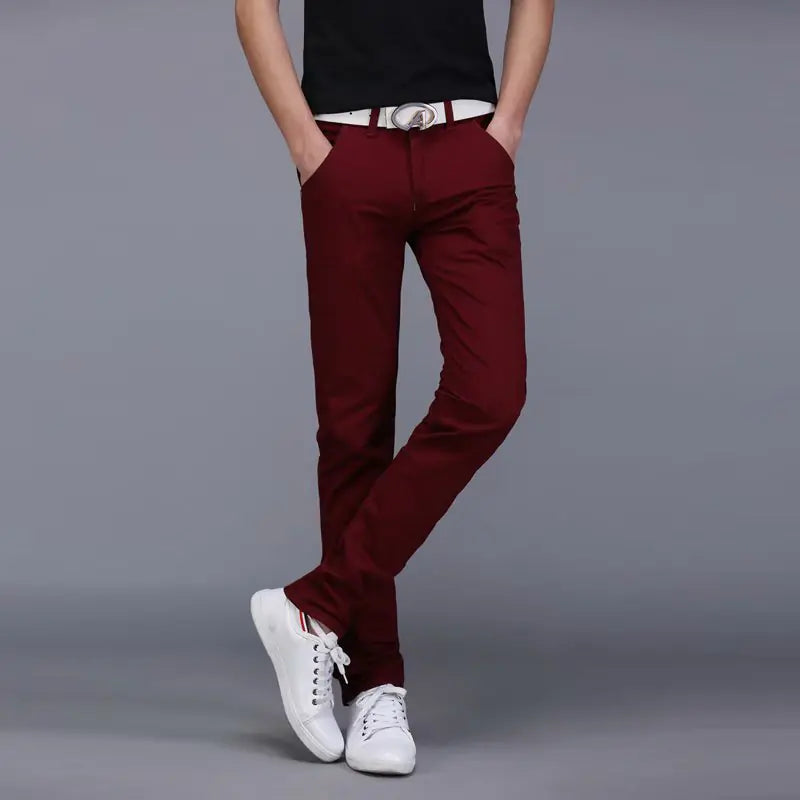 Men's Casual Straight Leg Pants - Slim Fit Summer Trousers