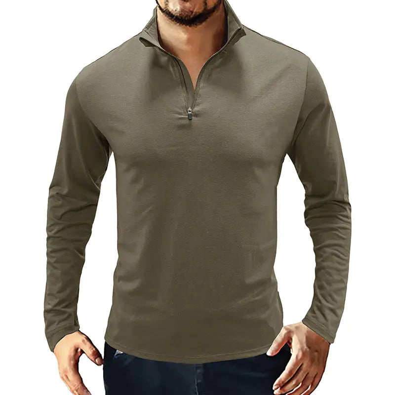 Men's Long-Sleeved Polo Shirt for Business Casual Wear