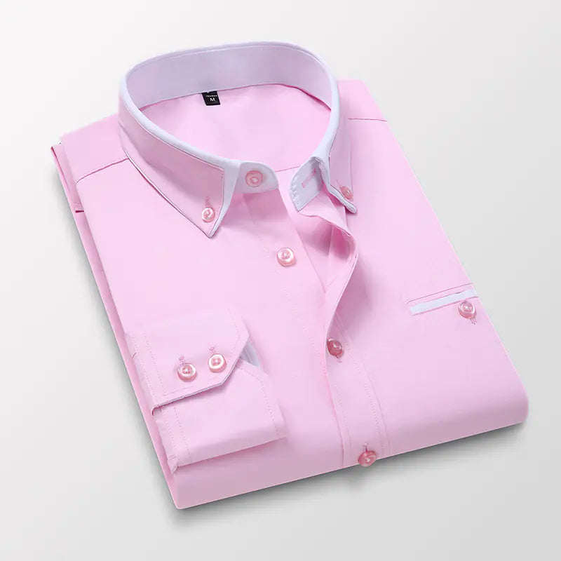 Men's Slim Fit Business Casual Long Sleeve Shirt