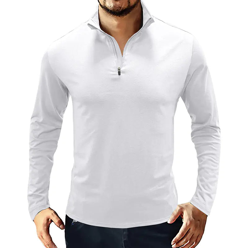 Men's Long-Sleeved Polo Shirt for Business Casual Wear