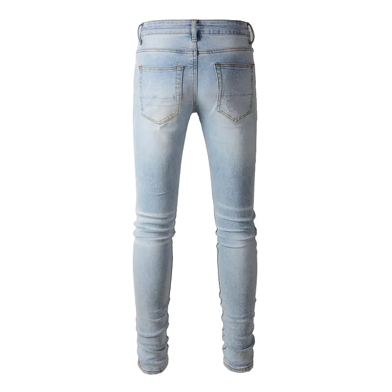 Men's Blue Ripped Skinny Jeans with Stretch Cotton