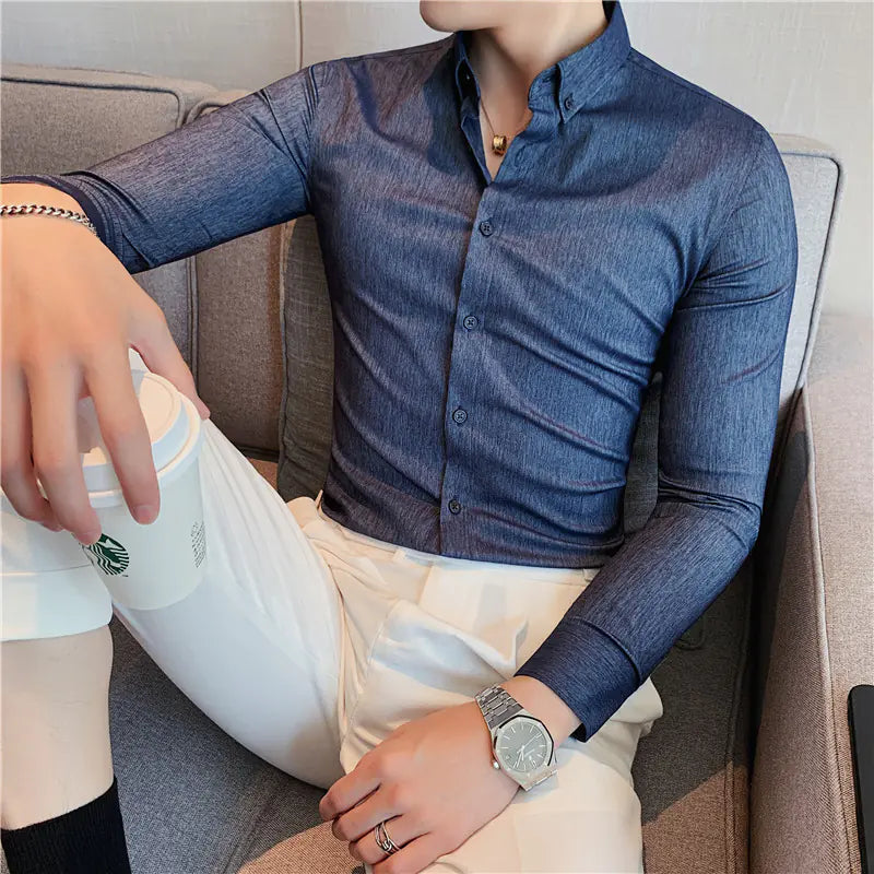 Dark Stripes Slim-fit Business Shirt