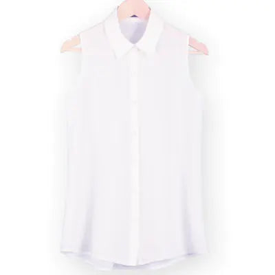 Loose Fit Solid Color Chiffon Sleeveless Women's Top