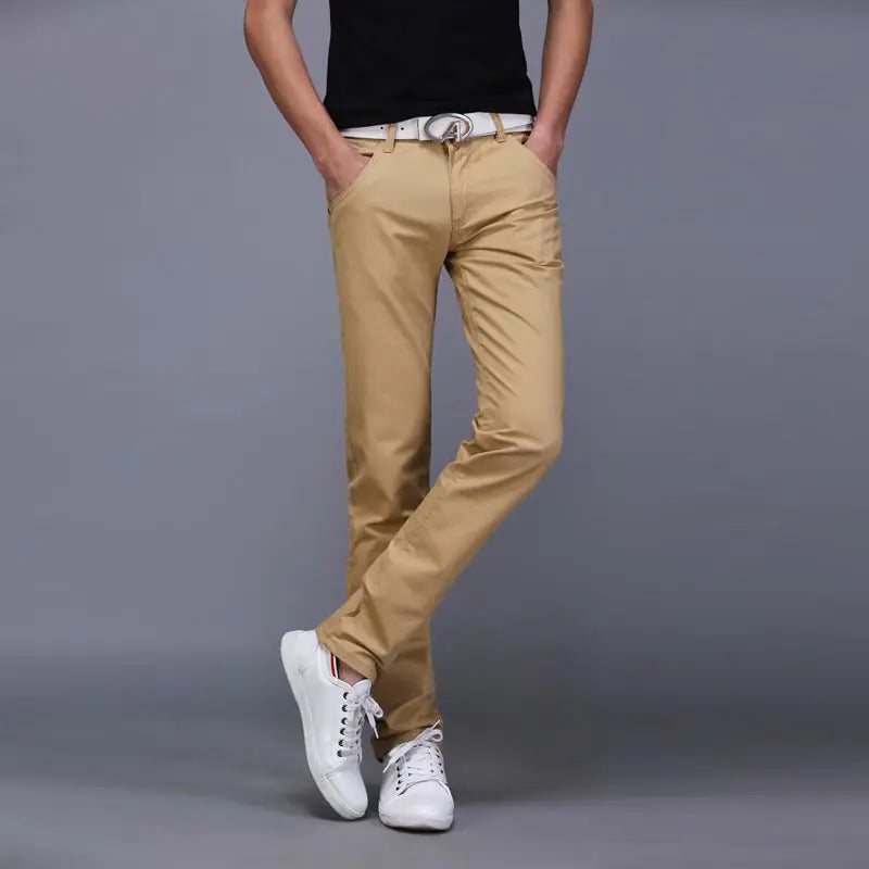 Men's Casual Straight Leg Pants - Slim Fit Summer Trousers