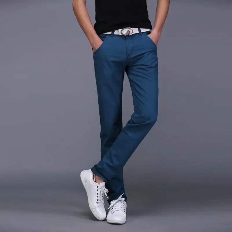 Men's Casual Straight Leg Pants - Slim Fit Summer Trousers