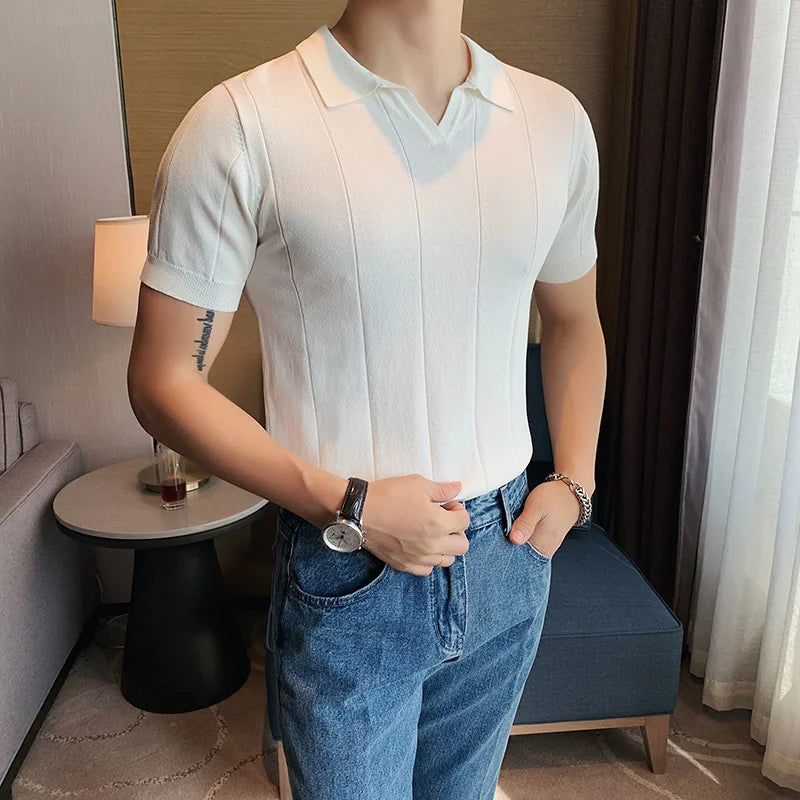 Men's Ice Silk Business Short Sleeve T-shirt