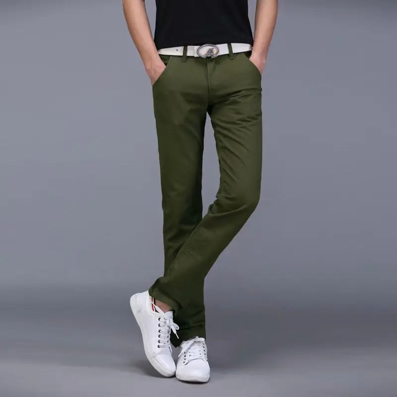 Men's Casual Straight Leg Pants - Slim Fit Summer Trousers