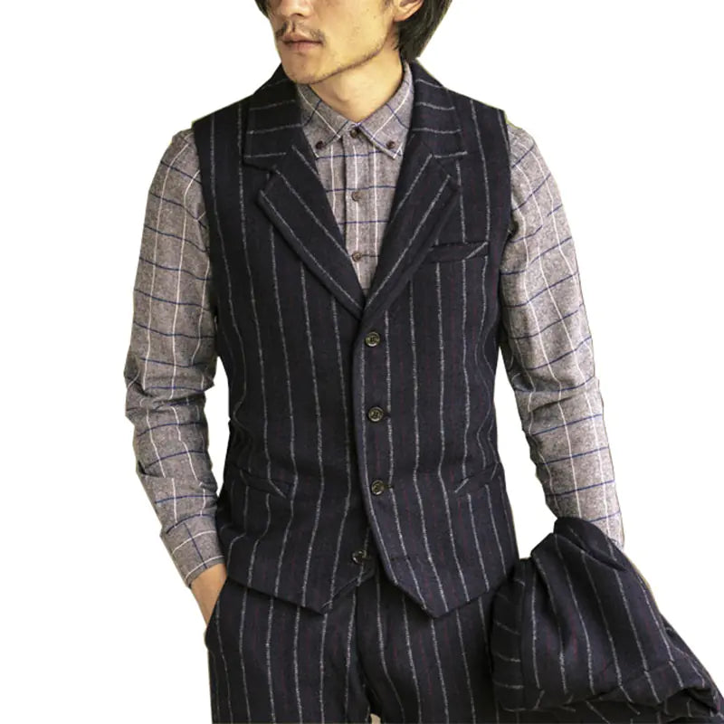 Men's Tweed Collar Single Breasted Business Vest