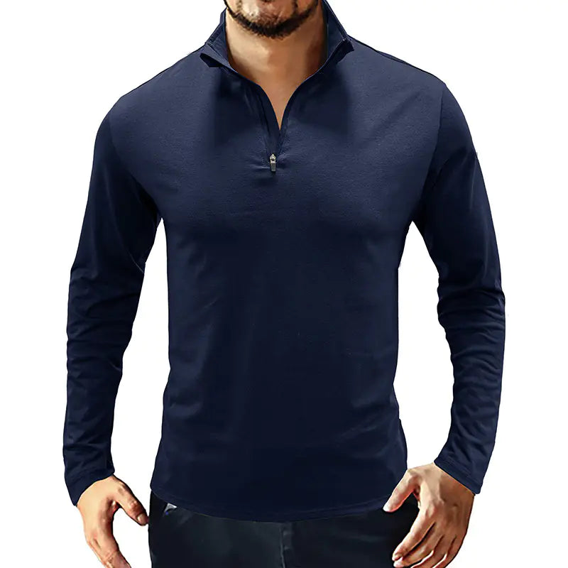 Men's Long-Sleeved Polo Shirt for Business Casual Wear