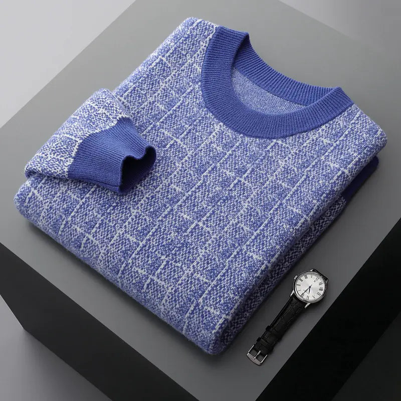 Men's Padded Round Neck Business Casual Sweater