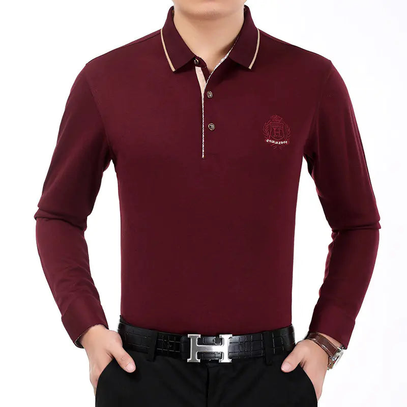 Men's Long Sleeve Cotton T-Shirt for Business Casual