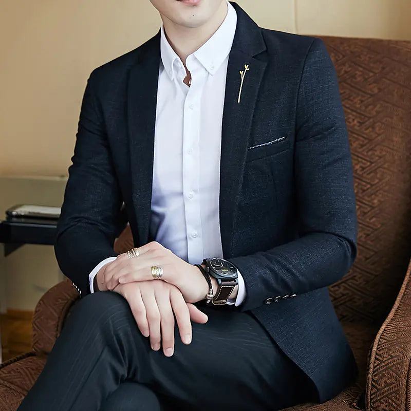 Korean Style Slim Fit Business Blazer for Men