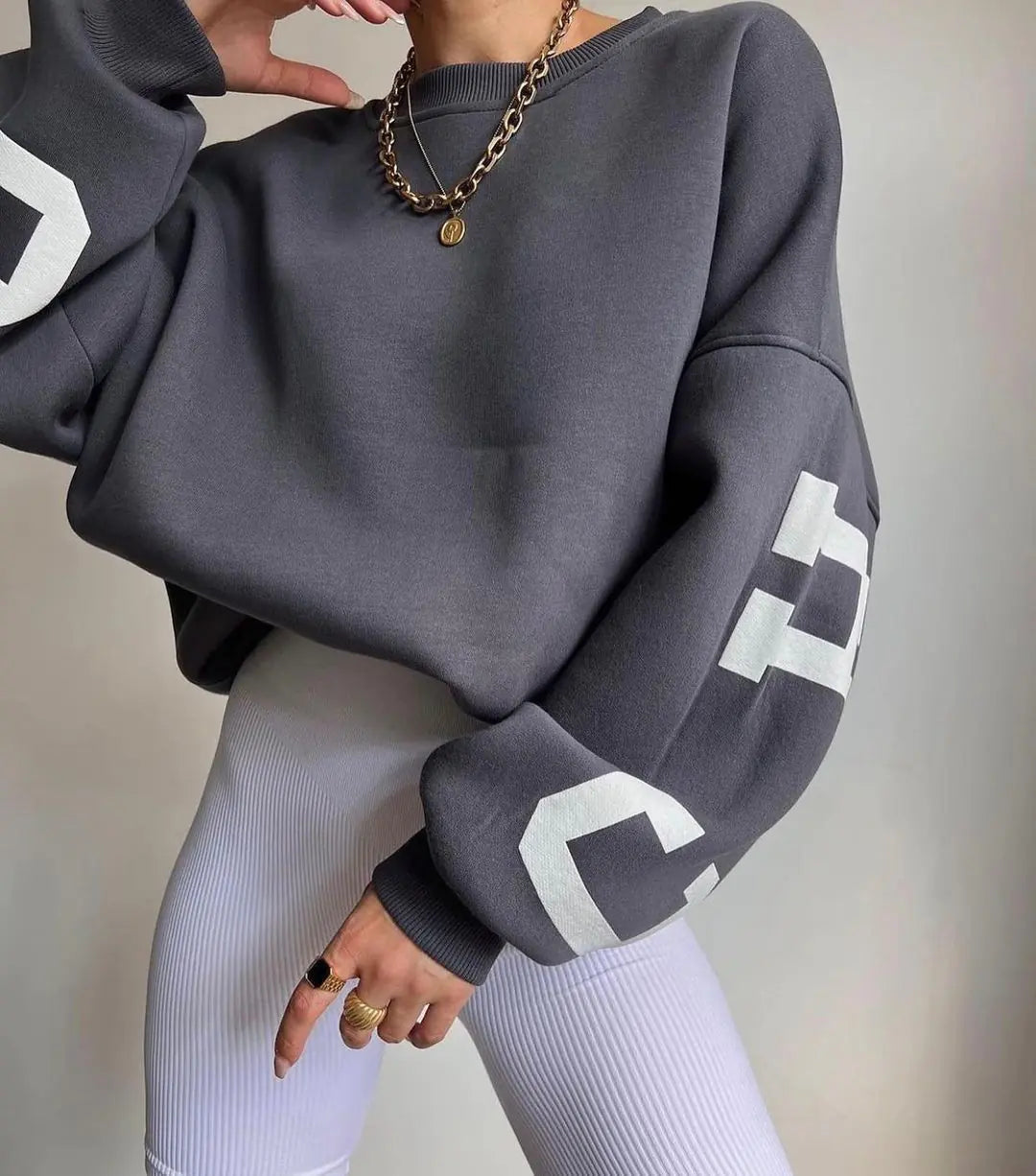 Women's Versatile Fashion Print Thickened Top