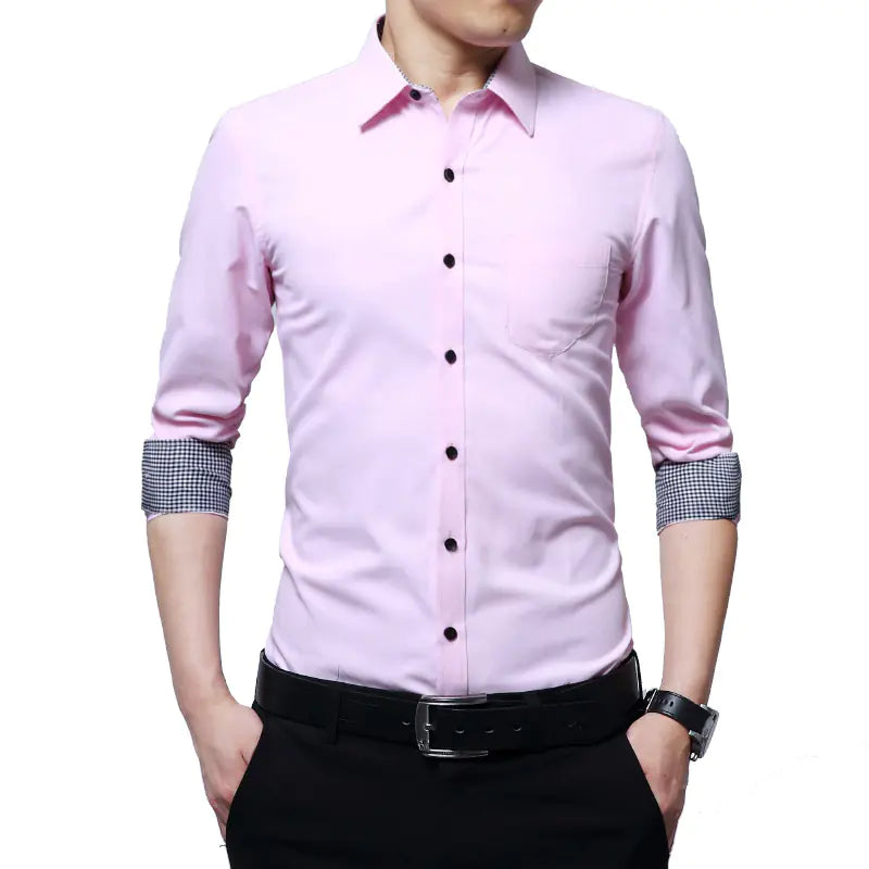 Men's Slim Fit Long Sleeve Summer Business Shirt