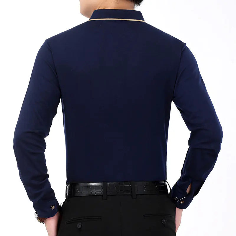 Men's Long Sleeve Cotton T-Shirt for Business Casual