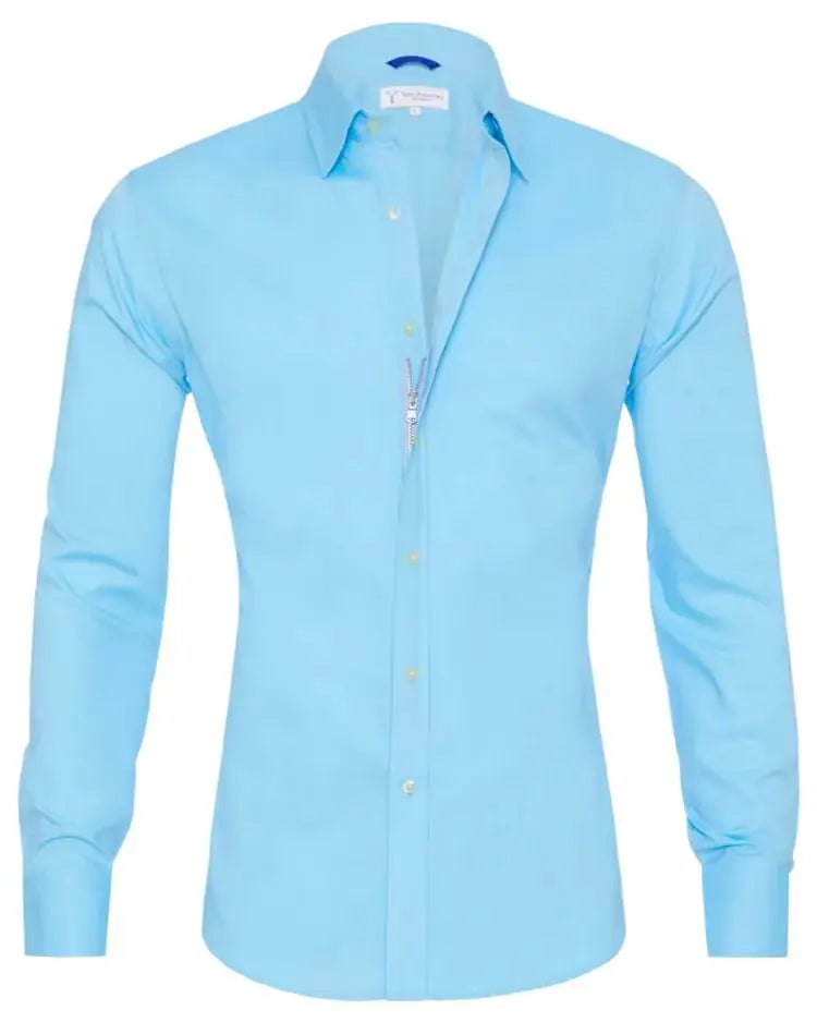 Men's Business Casual Oxford Shirt with Zipper Design