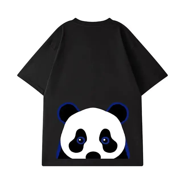 M-8XL Oversized Black and White Panda T-Shirt for Men
