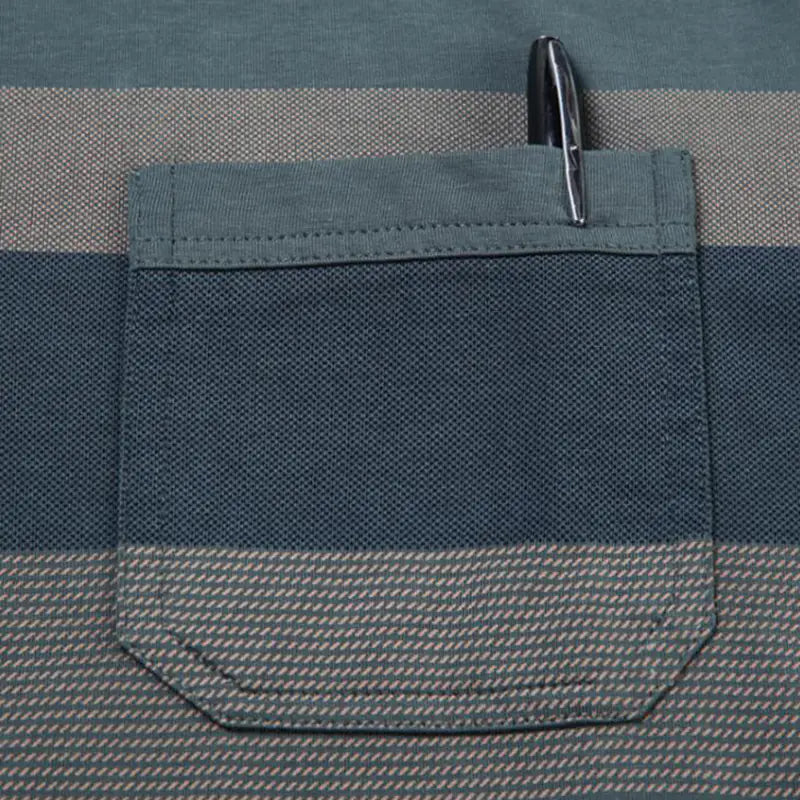 Men's Short Sleeve Striped Business Shirt with Pocket