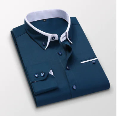 Men's Slim Fit Business Casual Long Sleeve Shirt