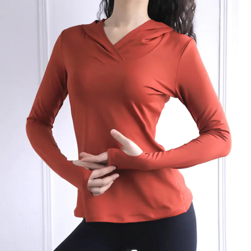 Women's Long Sleeve Breathable Yoga Hoodie Top