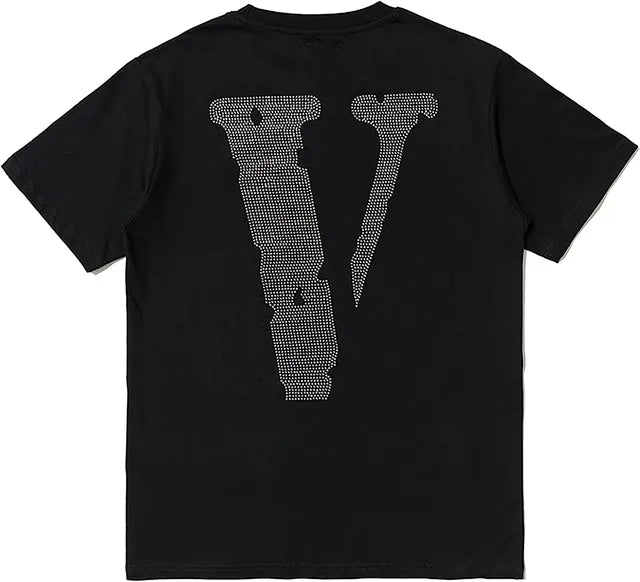 Men's Hip Hop V Letter Printed Cotton T-Shirt