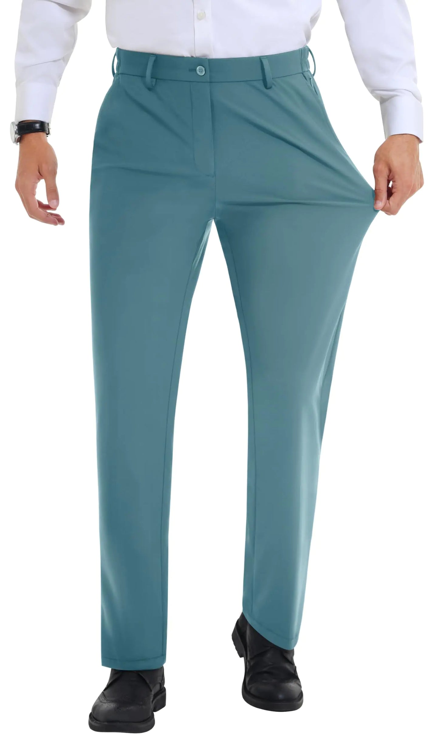 Lion Nardo Mens Stretch Dress Pants Slim Fit Dress Pants for Men Expandable Waist Dress Pants Casual Athletic Golf Pants Ocean Blue