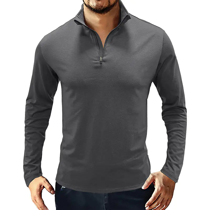 Men's Long-Sleeved Polo Shirt for Business Casual Wear