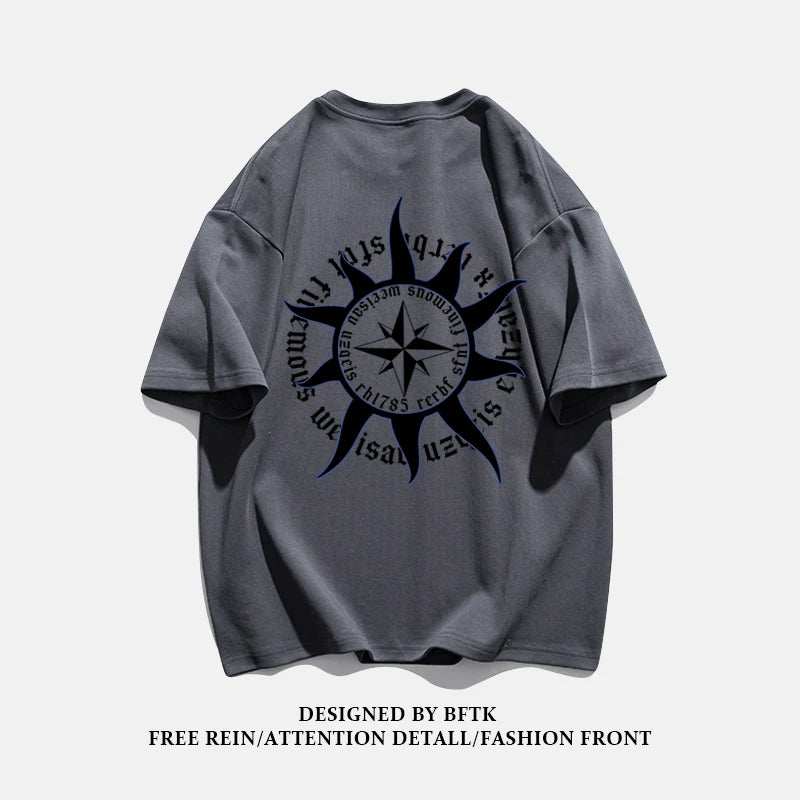 Men's Heavyweight Retro T-Shirt, 100% Cotton, Casual Fashion