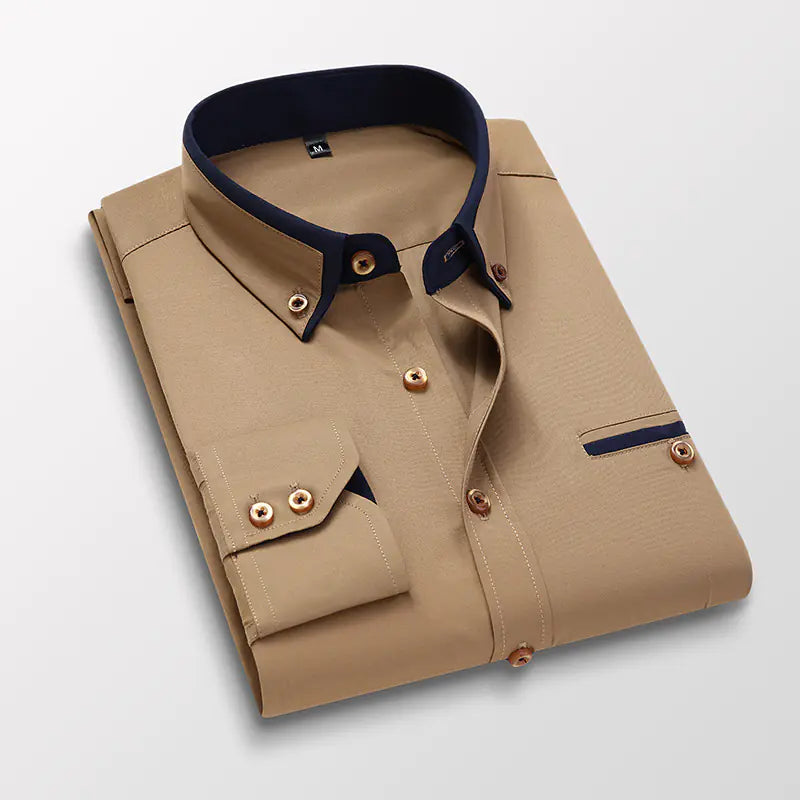 Men's Slim Fit Business Casual Long Sleeve Shirt