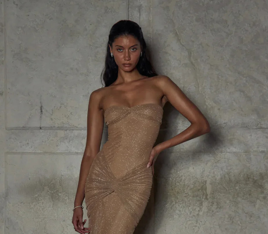 Women's Shiny Tube Top Dress