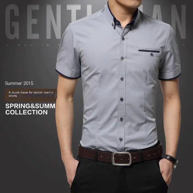 Men's Short-Sleeved Slim-Fit Casual Business Shirt