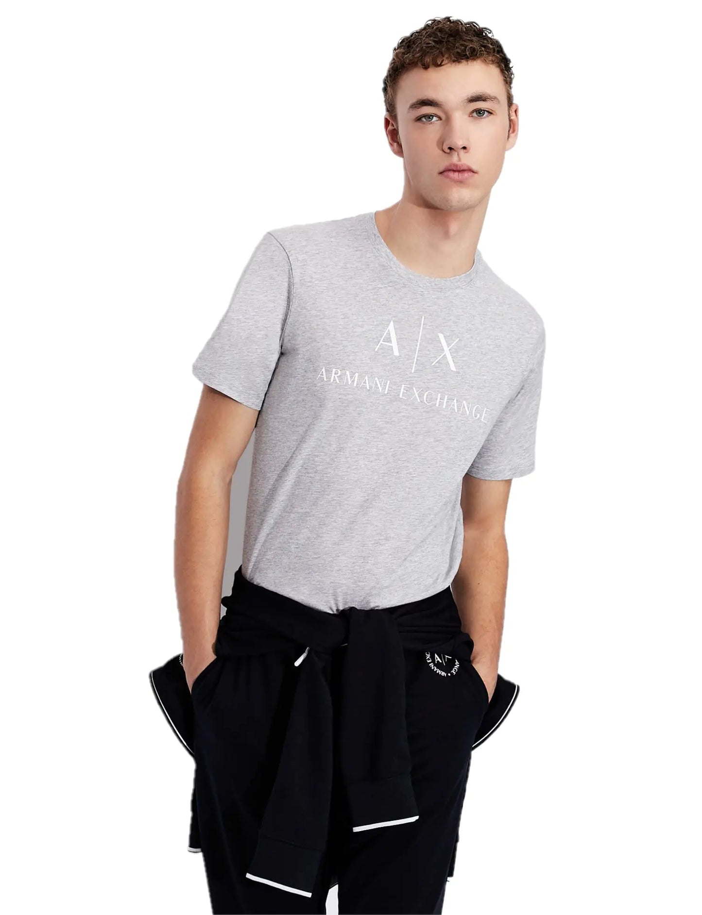 A|X ARMANI EXCHANGE mens Crew Neck Logo Tee T Shirt B09b Heather Grey Medium US