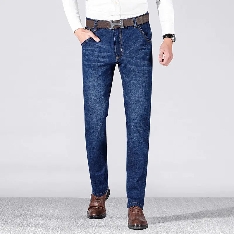 Men's Stretch Slim Straight Mid-Waist Casual Jeans