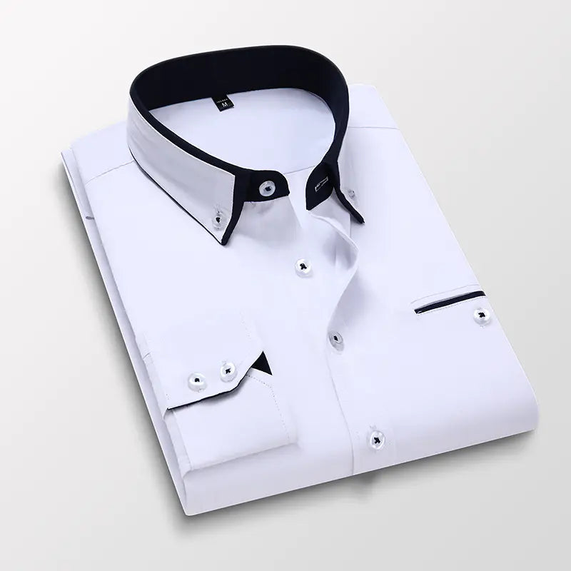 Men's Slim Fit Business Casual Long Sleeve Shirt