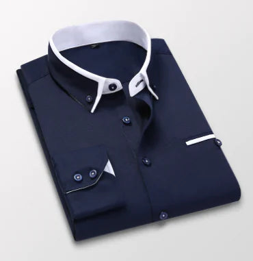 Men's Slim Fit Business Casual Long Sleeve Shirt