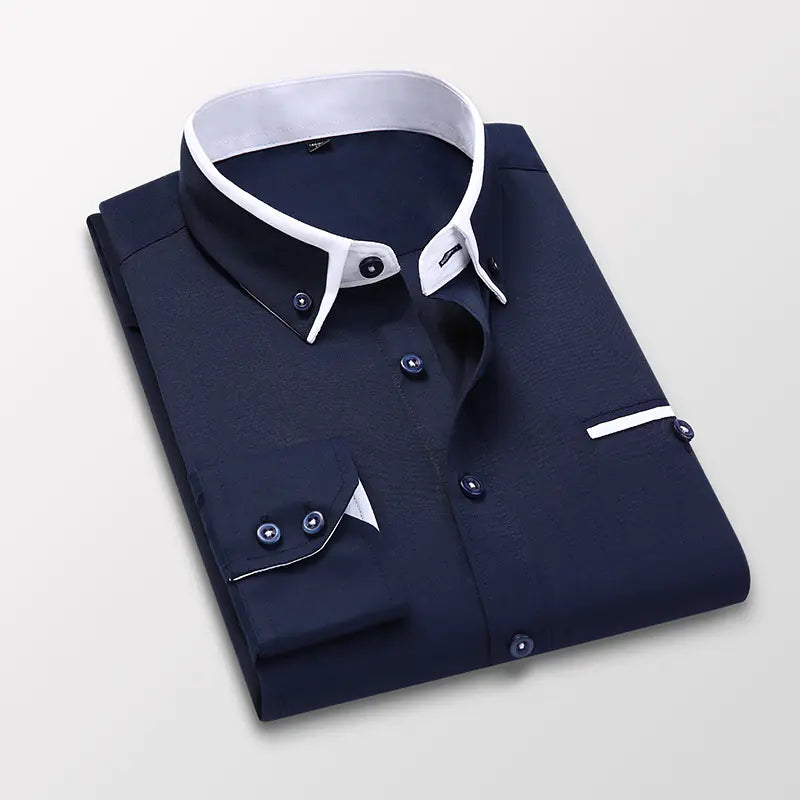Men's Slim Fit Business Casual Long Sleeve Shirt