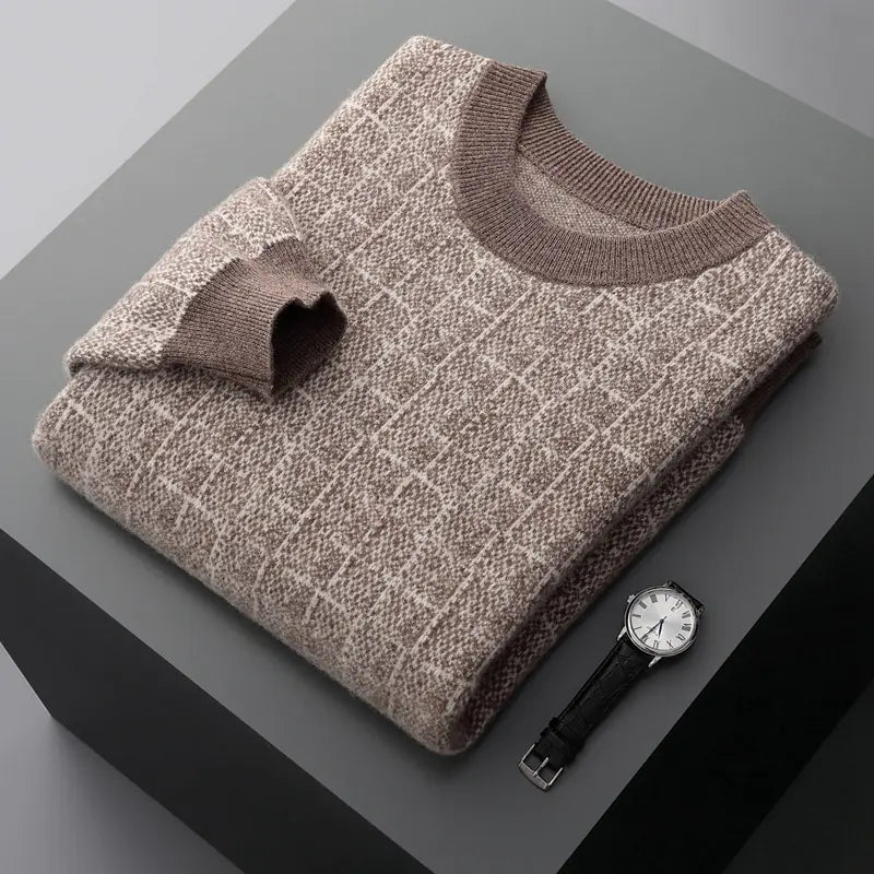 Men's Padded Round Neck Business Casual Sweater