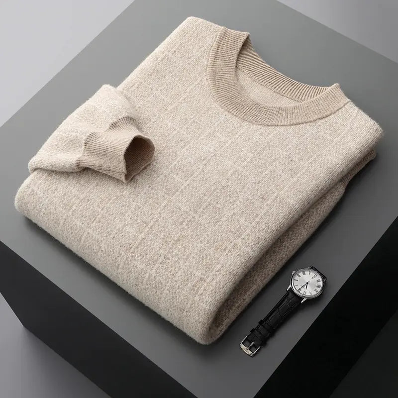 Men's Padded Round Neck Business Casual Sweater