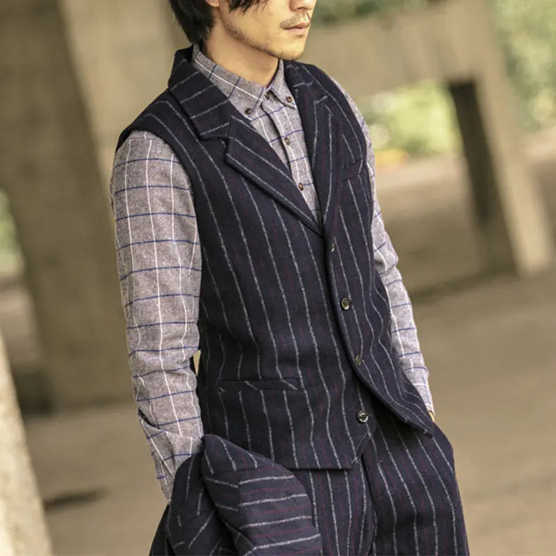 Men's Tweed Collar Single Breasted Business Vest