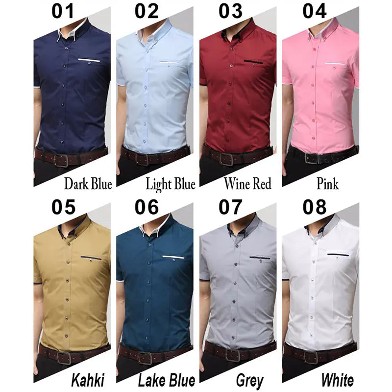Men's Short-Sleeved Slim-Fit Casual Business Shirt