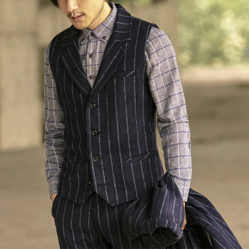 Men's Tweed Collar Single Breasted Business Vest