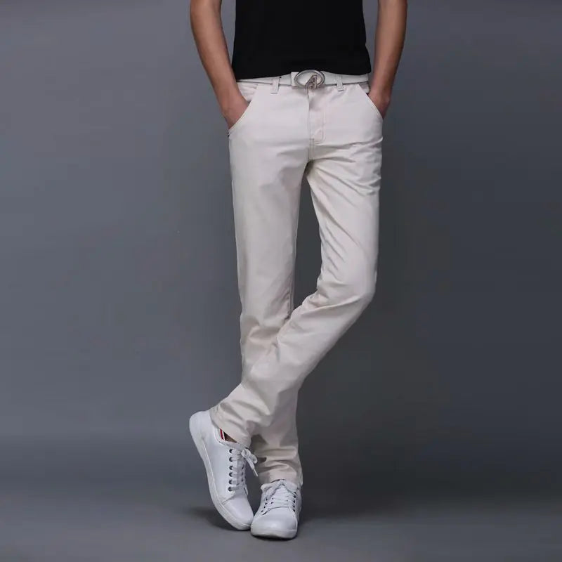 Men's Casual Straight Leg Pants - Slim Fit Summer Trousers