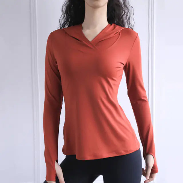 Women's Long Sleeve Breathable Yoga Hoodie Top