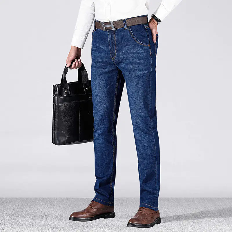 Men's Stretch Slim Straight Mid-Waist Casual Jeans