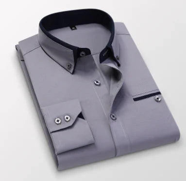 Men's Slim Fit Business Casual Long Sleeve Shirt