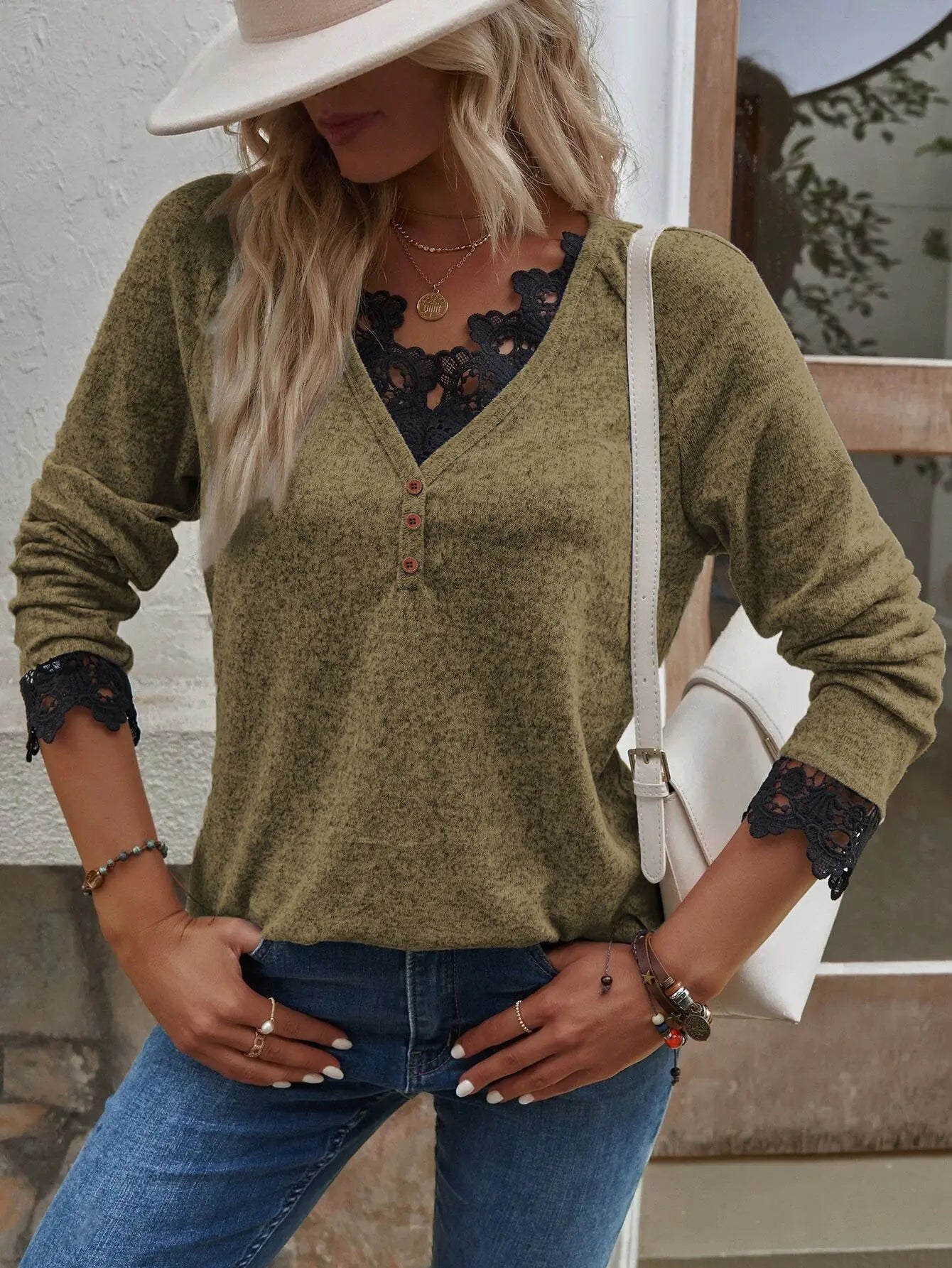 Women's Patchwork Knit T-Shirt Top